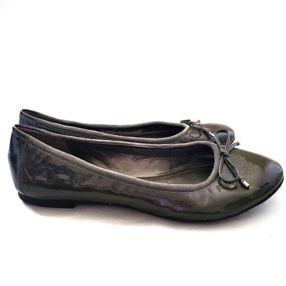 Alex Marie | Patent Leather Olive Green Flats - Picture 1 of 10